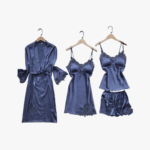 4-Piece Premium Silk Jersey Nighty Set for Women – Elegant and Comfortable Sleepwear, Perfect for Relaxation and Daily Nightwear in Standard Size