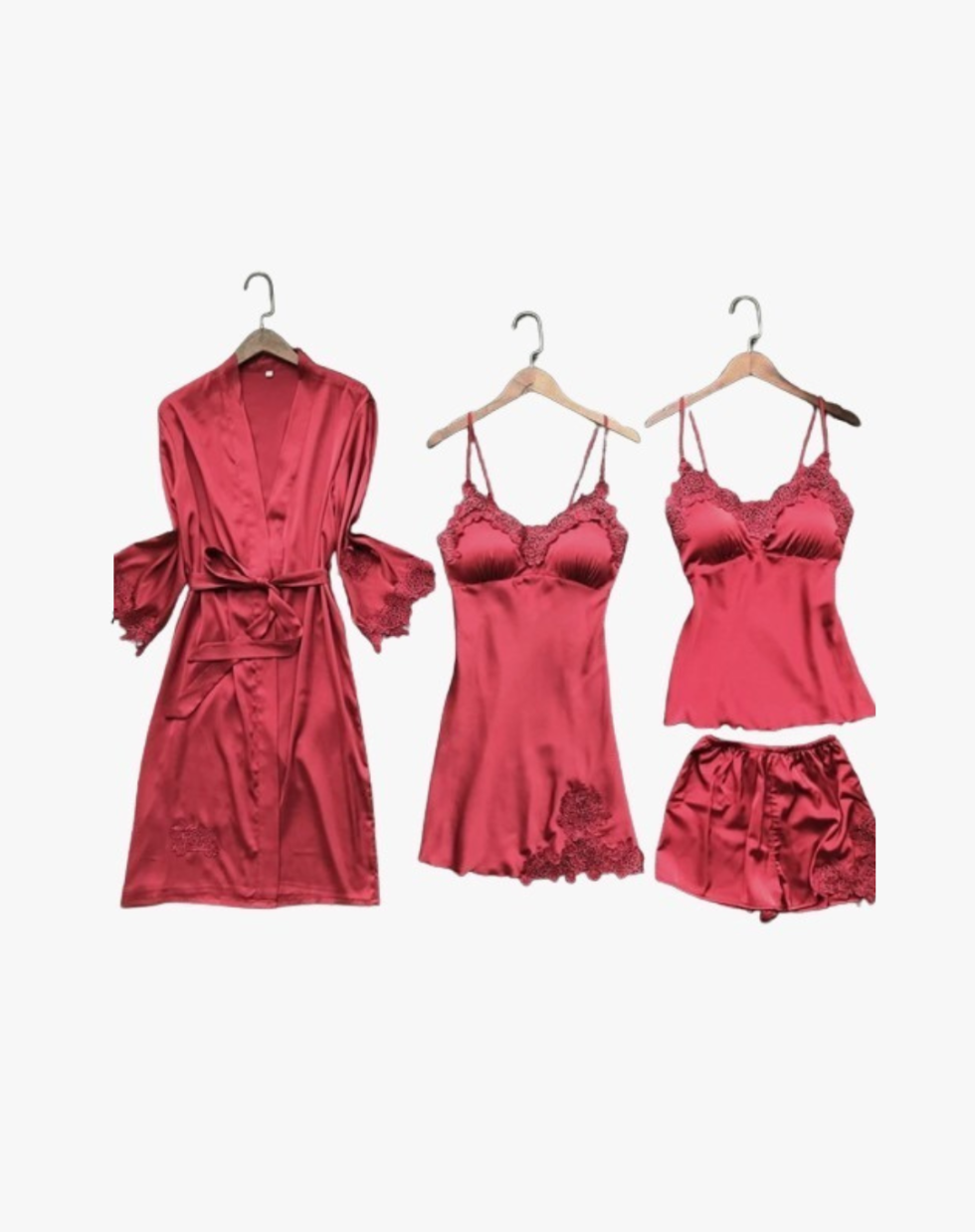 4-Piece Premium Silk Jersey Nighty Set for Women – Elegant and Comfortable Sleepwear, Perfect for Relaxation and Daily Nightwear in Standard Size