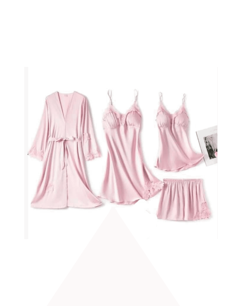 4-Piece Premium Silk Jersey Nighty Set for Women – Elegant and Comfortable Sleepwear, Perfect for Relaxation and Daily Nightwear in Standard Size