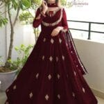 Glamours Libaas Collection by A&T - Embroidered Neck, Sleeves & Front Chiffon Maxi with Dupatta & Trouser 3PC Set
