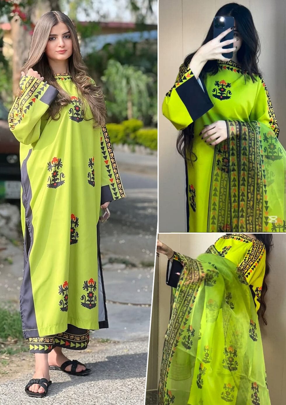 Zest Tribal Swiss Lawn 3Pc Set – Front & Back Digital Printed Long Shirt with Flapper Dupatta | August Arrival 2025