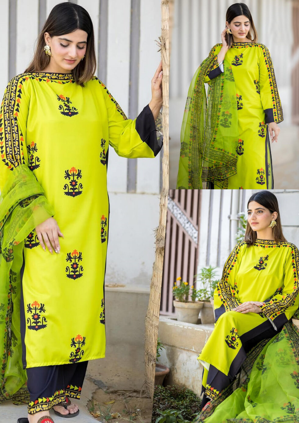 Zest Tribal Swiss Lawn 3Pc Set – Front & Back Digital Printed Long Shirt with Flapper Dupatta | August Arrival 2025